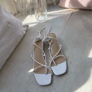 Urban Outfitters White Tie Up Sandals